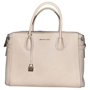 Michael Kors Mercer Large Pebbled Leather Light Pink Belted Satchel